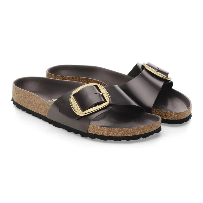 Women Birkenstock OneStrap Madrid Hammered Big Buckle Highshine Espresso
