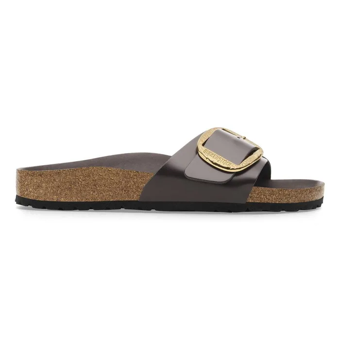 Women Birkenstock OneStrap Madrid Hammered Big Buckle Highshine Espresso