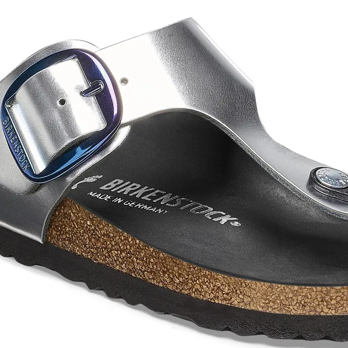 Women Birkenstock Thong Gizeh Big Buckle Metallic Silver