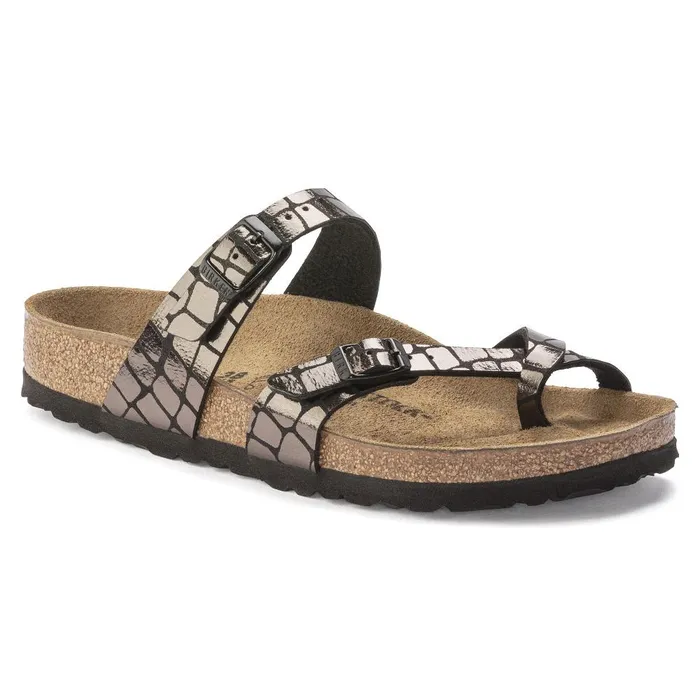 Women Birkenstock Thong Mayari Gator Gleam Black