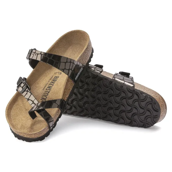 Women Birkenstock Thong Mayari Gator Gleam Black