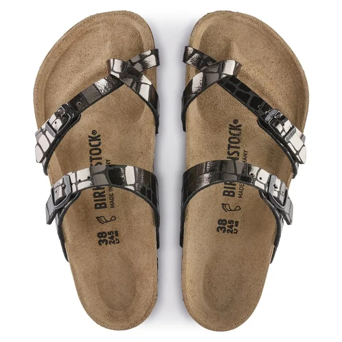 Women Birkenstock Thong Mayari Gator Gleam Black
