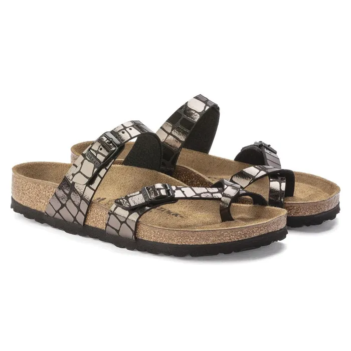 Women Birkenstock Thong Mayari Gator Gleam Black