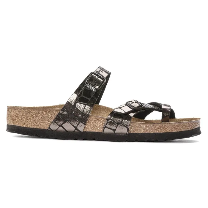 Women Birkenstock Thong Mayari Gator Gleam Black