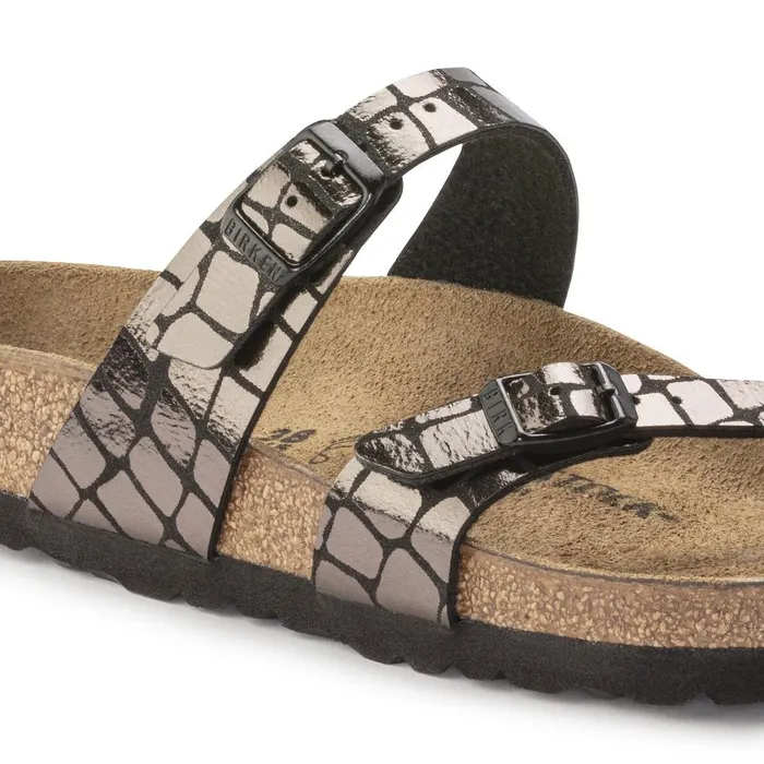 Women Birkenstock Thong Mayari Gator Gleam Black