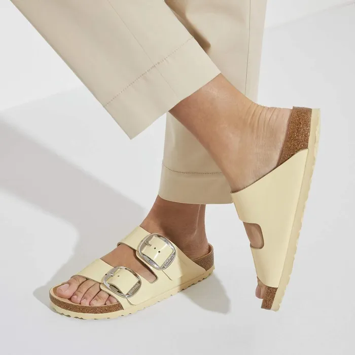 Women Birkenstock TwoStrap Arizona Big Buckle High Shine Butter