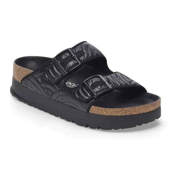 Women Birkenstock TwoStrap Arizona Flex Platform Black