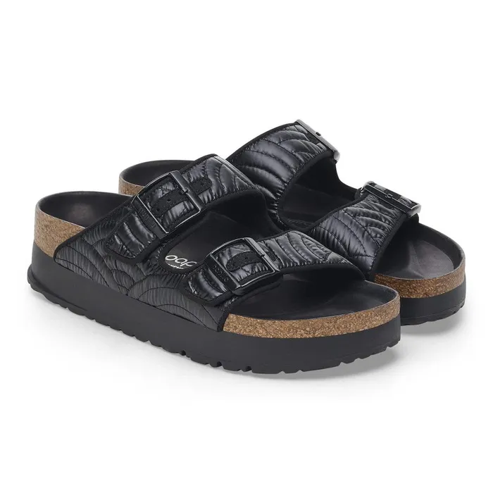 Women Birkenstock TwoStrap Arizona Flex Platform Black