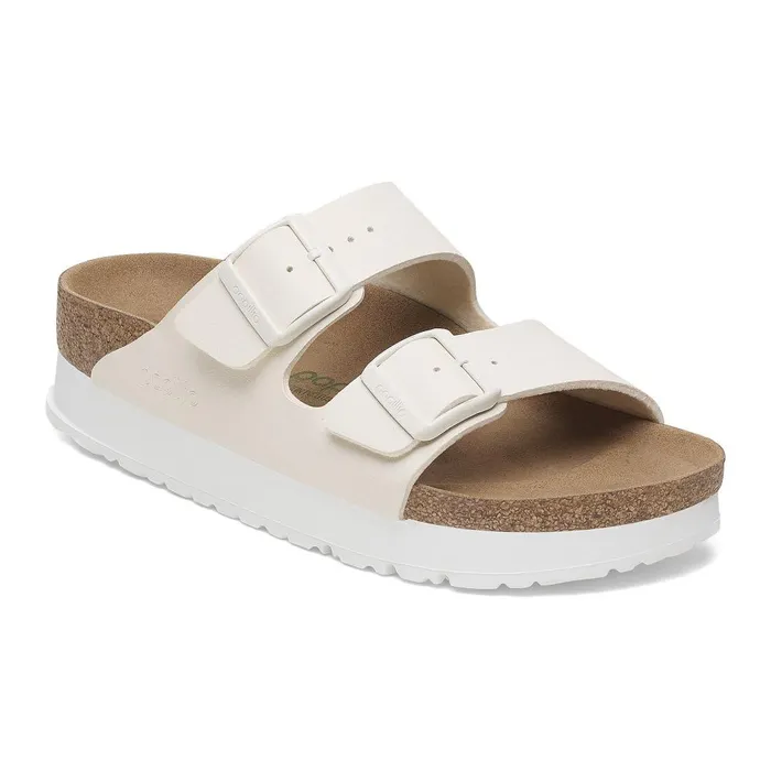 Women Birkenstock TwoStrap Arizona Flex Platform Eggshell
