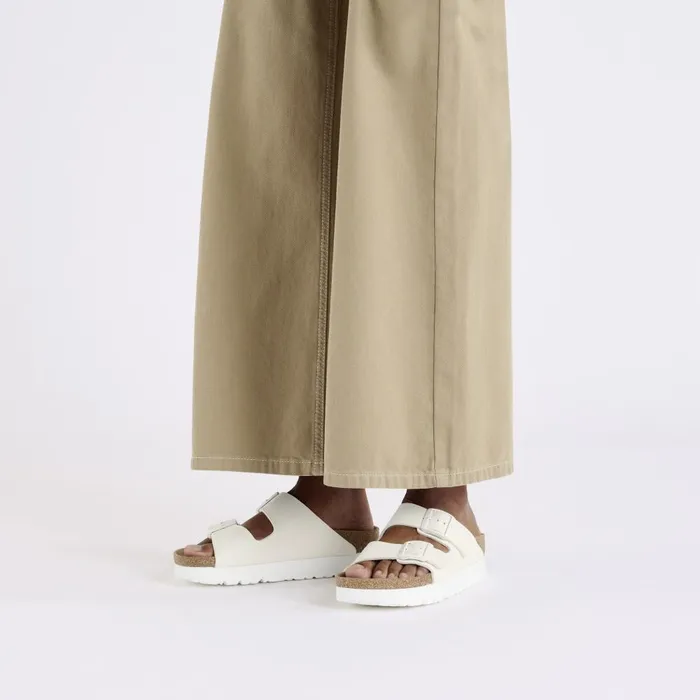 Women Birkenstock TwoStrap Arizona Flex Platform Eggshell