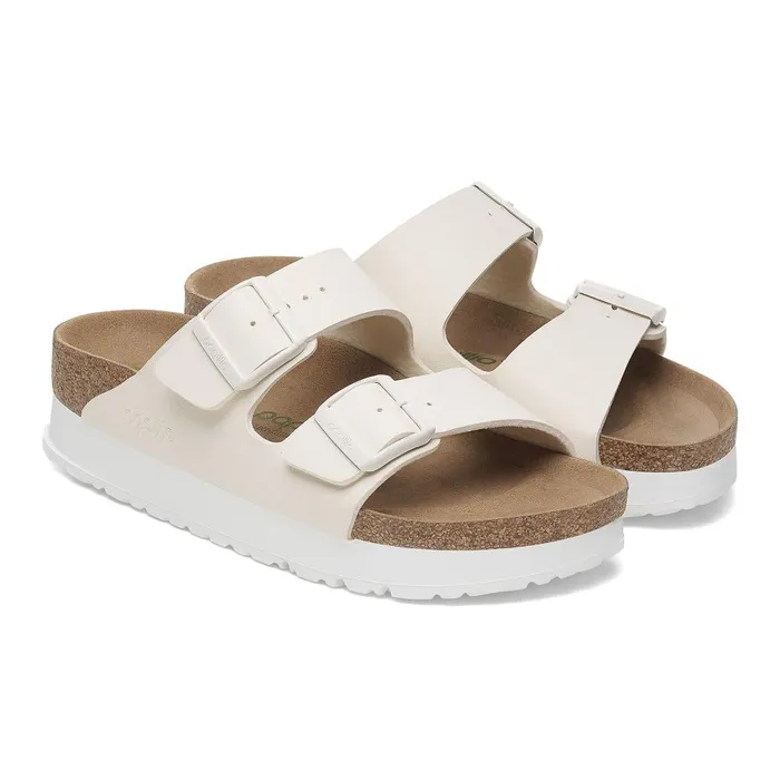 Women Birkenstock TwoStrap Arizona Flex Platform Eggshell