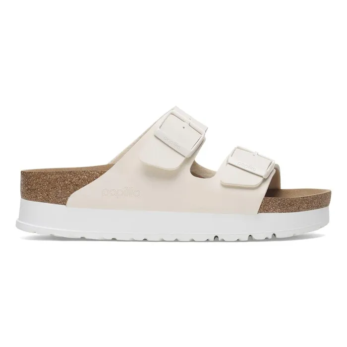 Women Birkenstock TwoStrap Arizona Flex Platform Eggshell