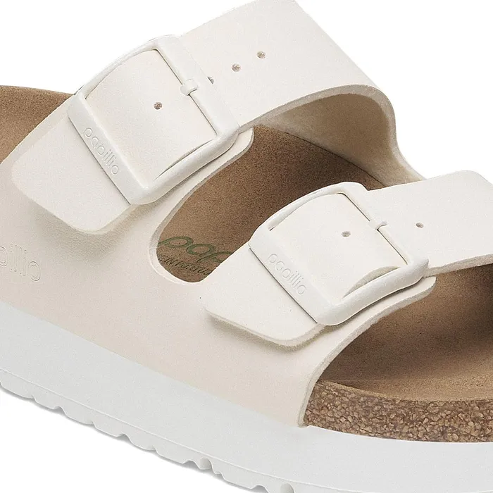 Women Birkenstock TwoStrap Arizona Flex Platform Eggshell