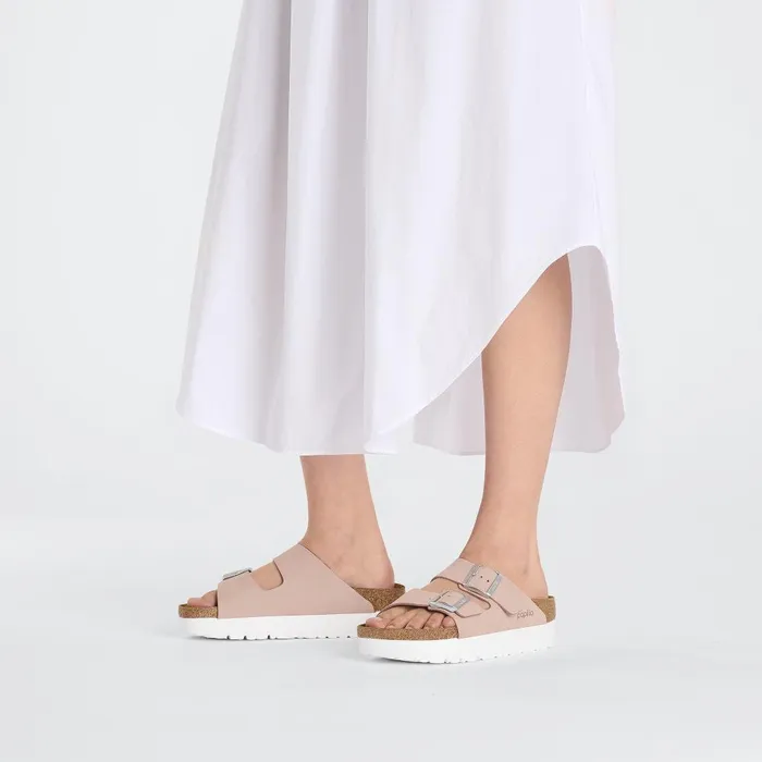 Women Birkenstock TwoStrap Arizona Flex Platform Soft Pink