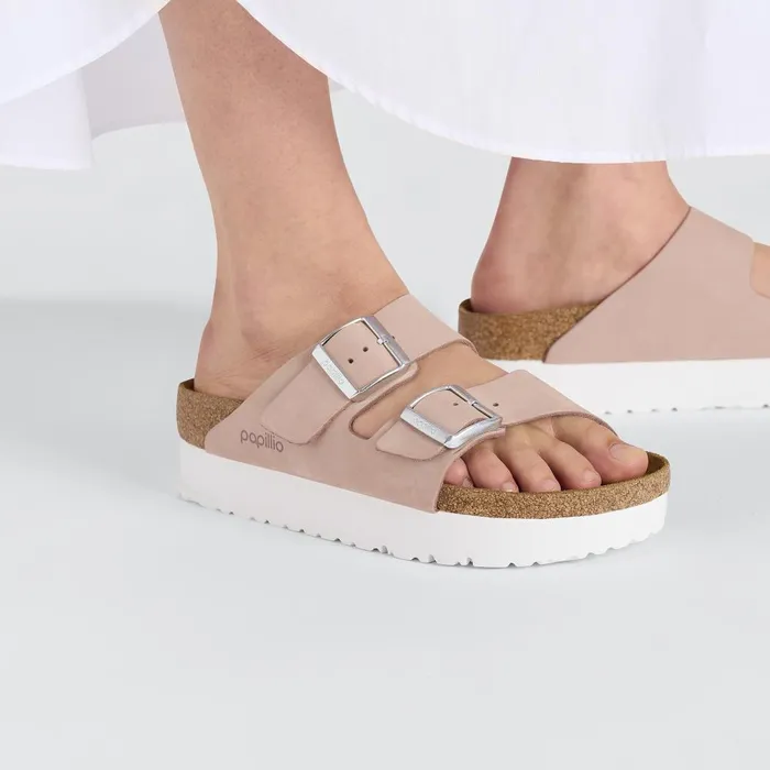 Women Birkenstock TwoStrap Arizona Flex Platform Soft Pink