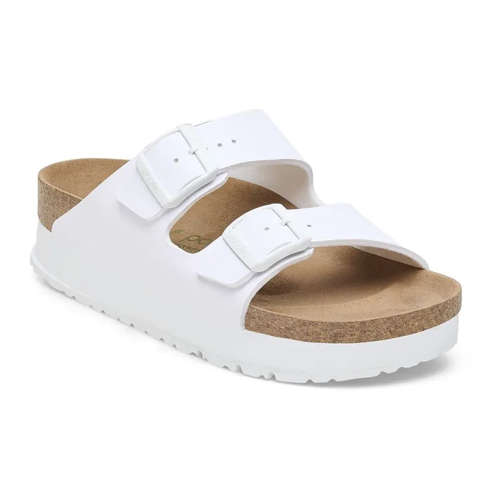 Women Birkenstock TwoStrap Arizona Flex Platform White