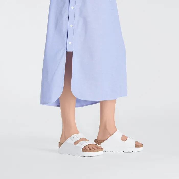 Women Birkenstock TwoStrap Arizona Flex Platform White