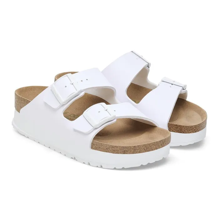 Women Birkenstock TwoStrap Arizona Flex Platform White