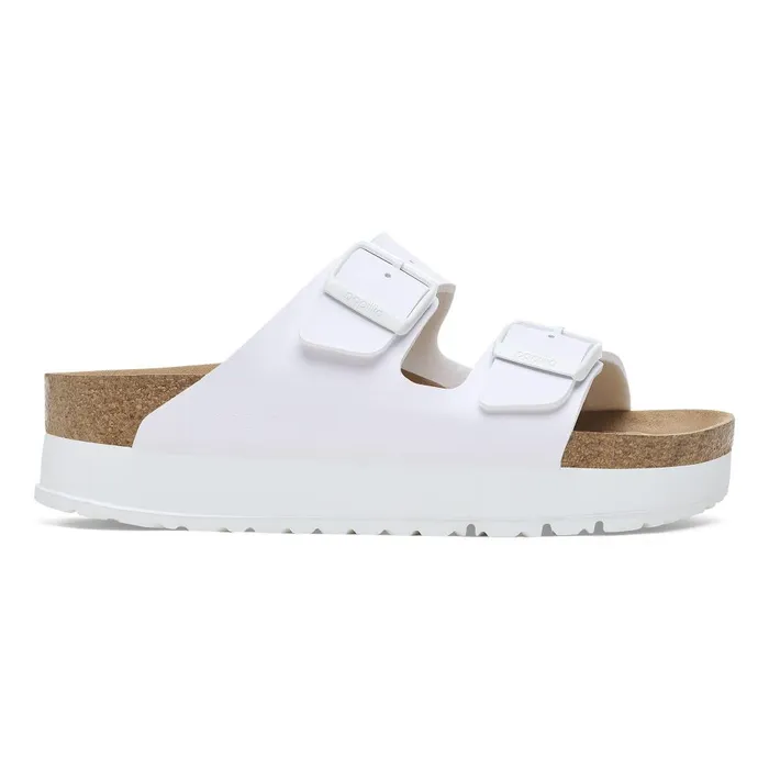 Women Birkenstock TwoStrap Arizona Flex Platform White