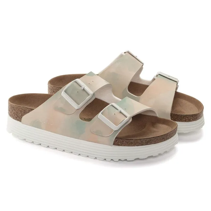 Women Birkenstock TwoStrap Arizona Platform Vegan Watercolor Pinkblue