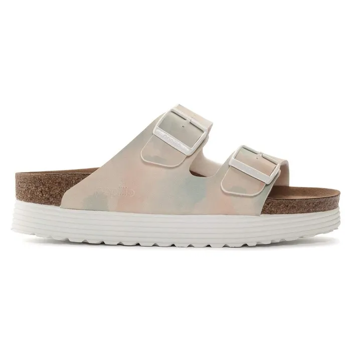 Women Birkenstock TwoStrap Arizona Platform Vegan Watercolor Pinkblue