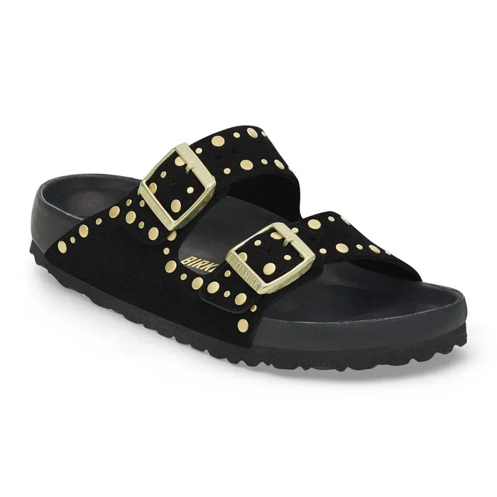 Women Birkenstock TwoStrap Arizona Rivets Black