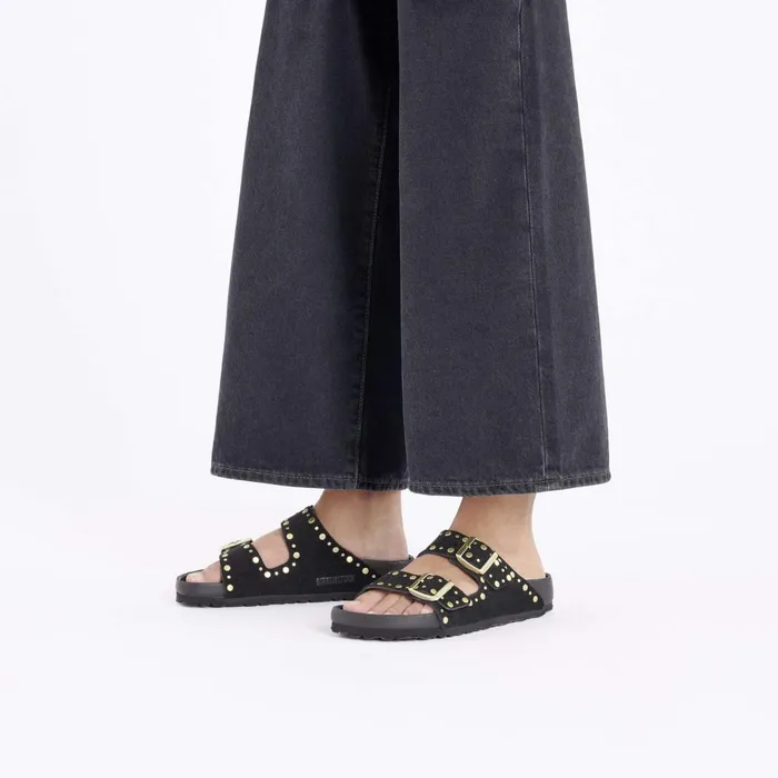 Women Birkenstock TwoStrap Arizona Rivets Black