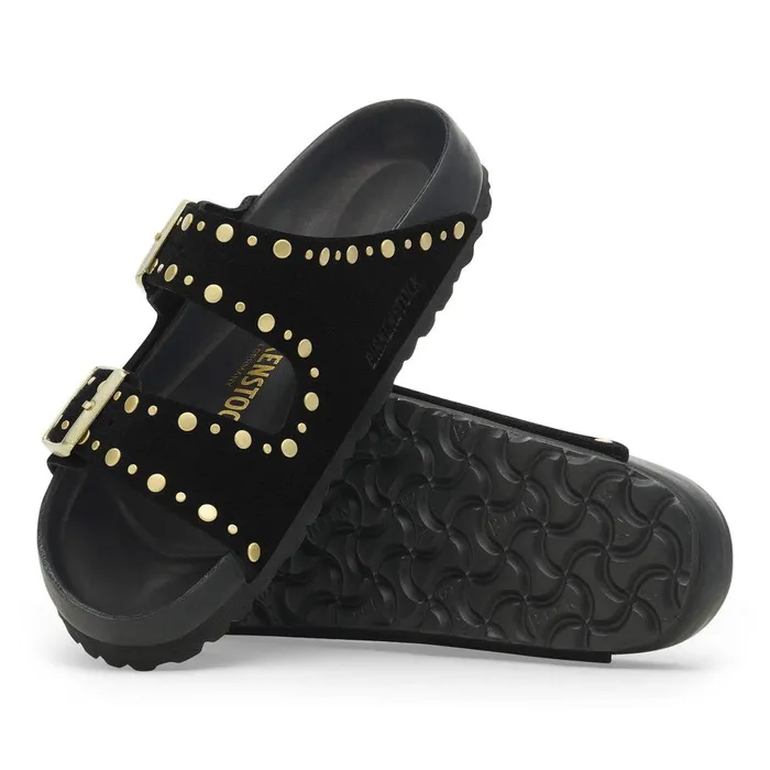 Women Birkenstock TwoStrap Arizona Rivets Black