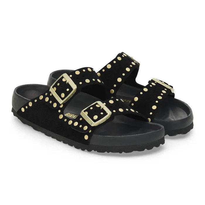 Women Birkenstock TwoStrap Arizona Rivets Black