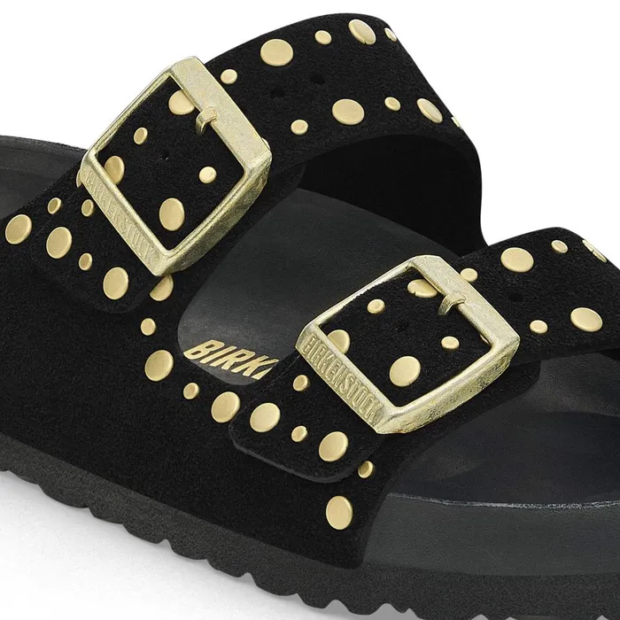 Women Birkenstock TwoStrap Arizona Rivets Black