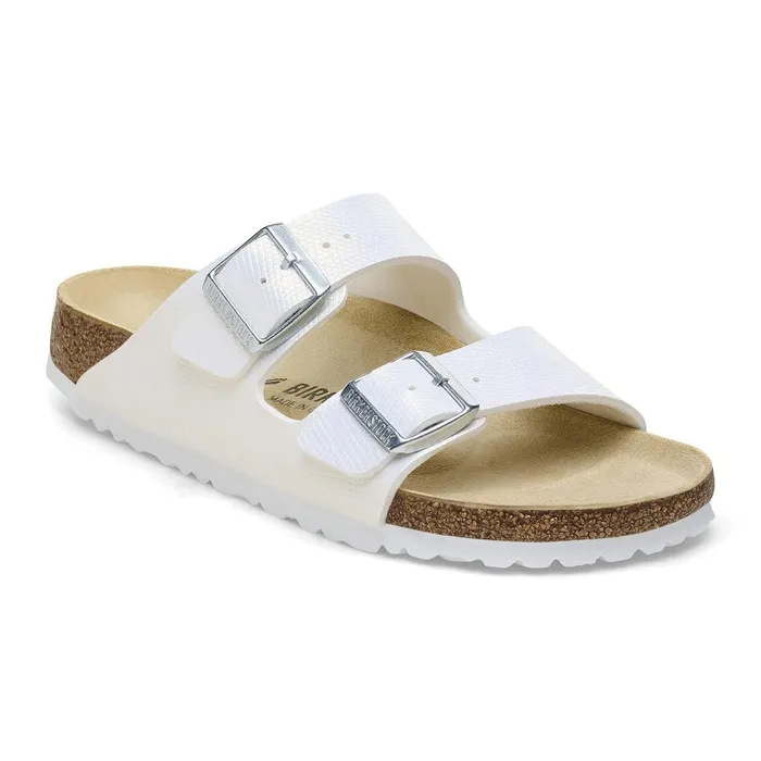 Women Birkenstock TwoStrap Arizona Shiny White
