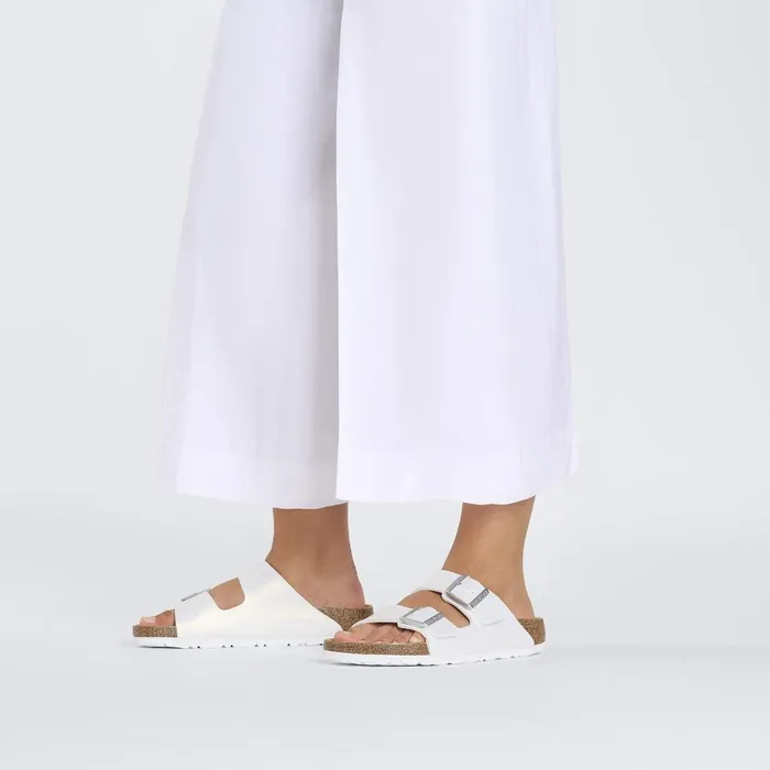 Women Birkenstock TwoStrap Arizona Shiny White