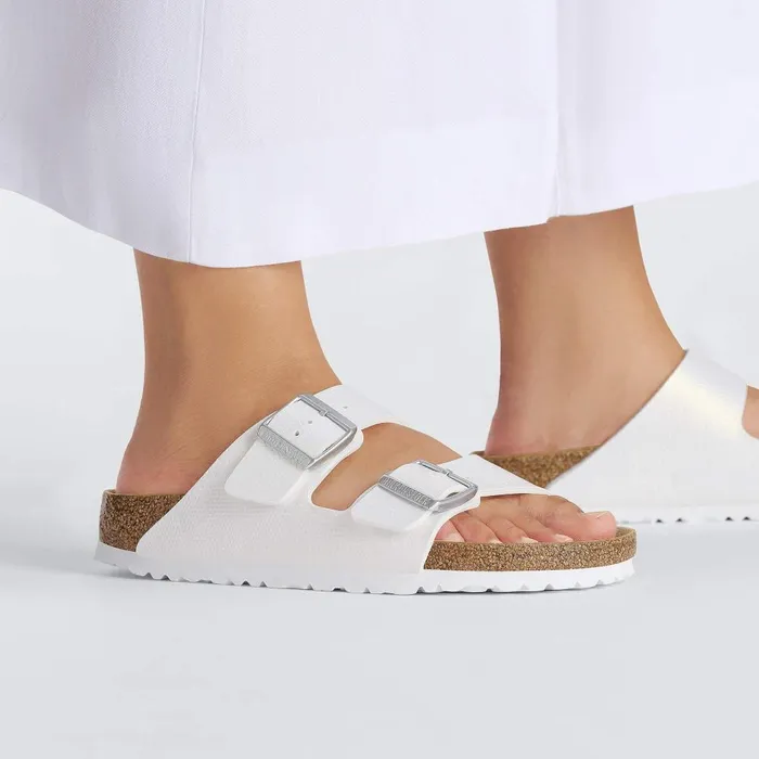 Women Birkenstock TwoStrap Arizona Shiny White