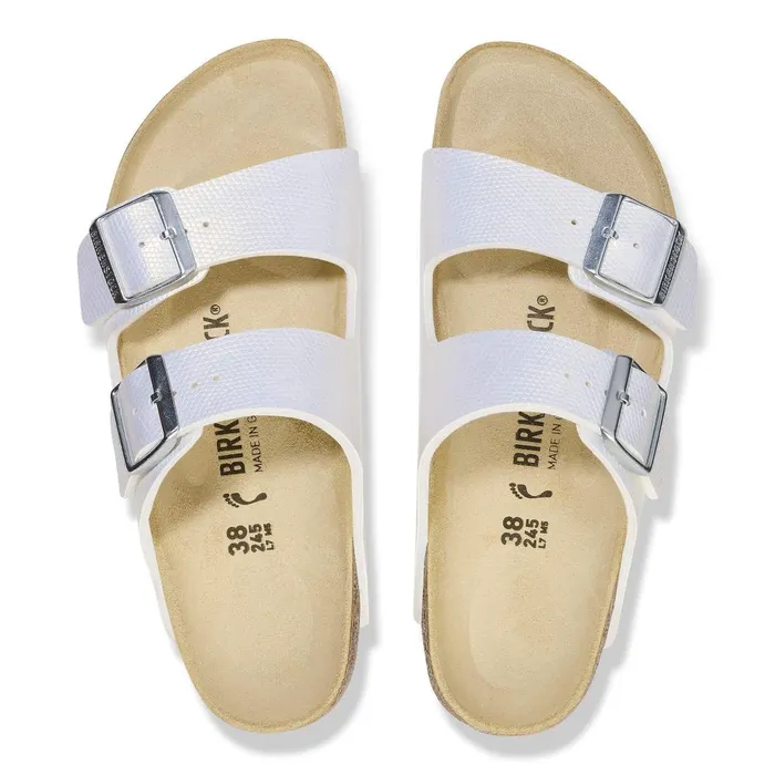 Women Birkenstock TwoStrap Arizona Shiny White