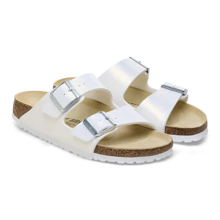 Women Birkenstock TwoStrap Arizona Shiny White