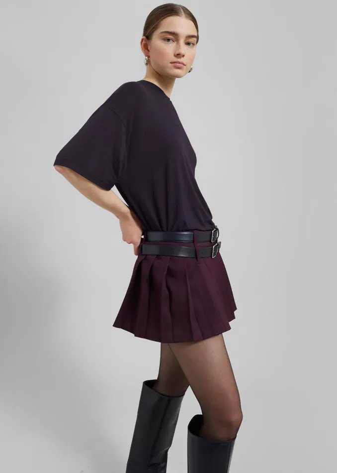 Women Blake Mini Pleated Skirt 8211 Burgundy The Frankie Shop Bottoms