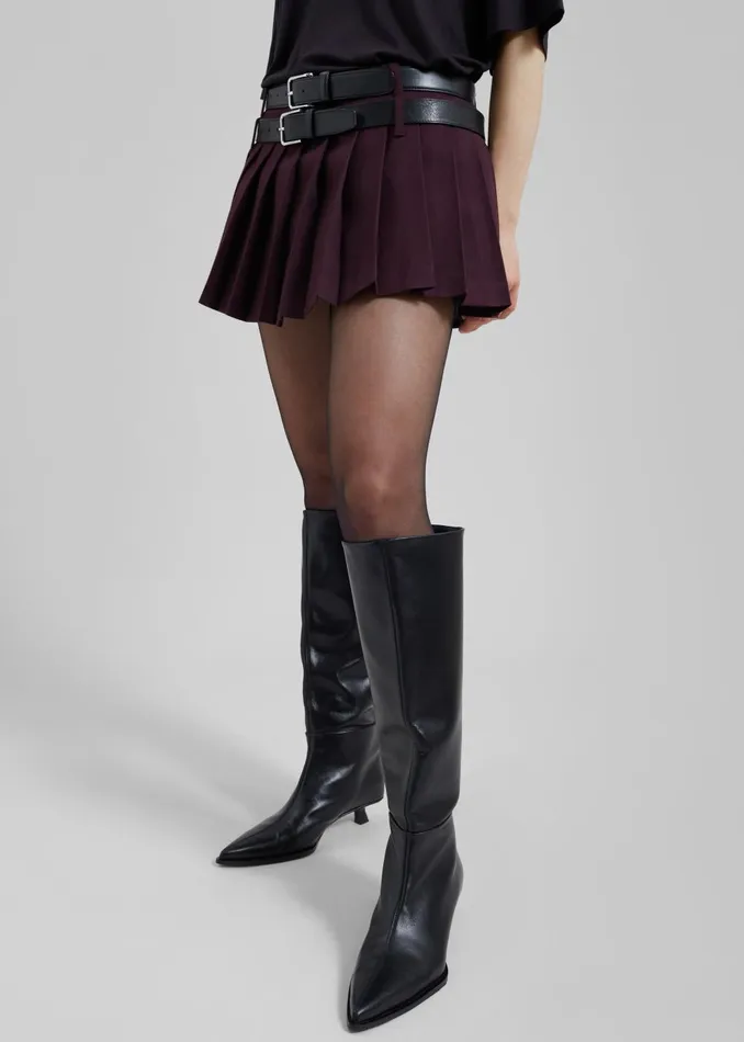 Women Blake Mini Pleated Skirt 8211 Burgundy The Frankie Shop Bottoms