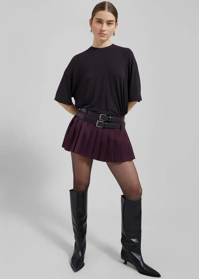 Women Blake Mini Pleated Skirt 8211 Burgundy The Frankie Shop Bottoms