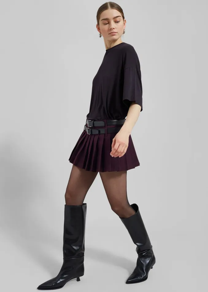 Women Blake Mini Pleated Skirt 8211 Burgundy The Frankie Shop Bottoms