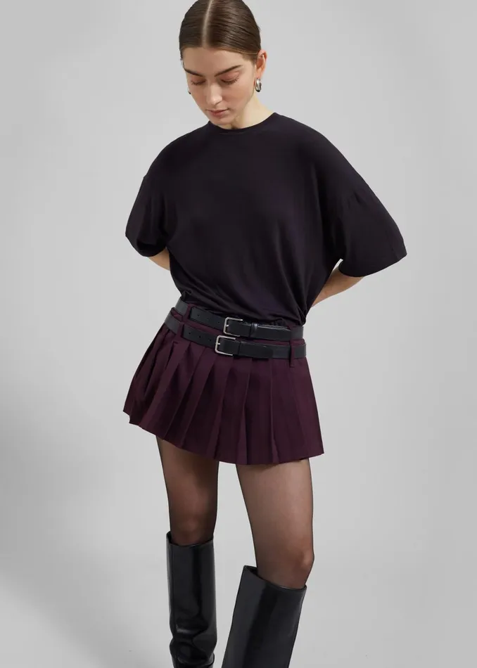 Women Blake Mini Pleated Skirt 8211 Burgundy The Frankie Shop Bottoms