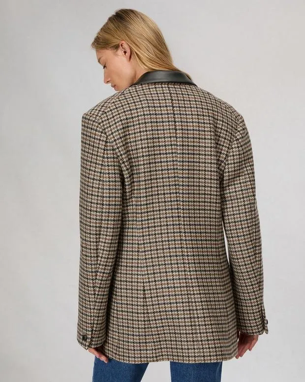 Women Blazers and Vests Rag and Bone Lainey Houndstooth Blazer Brown Multi