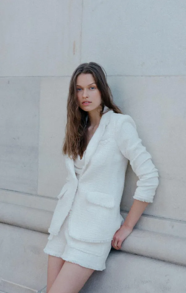 Women Blazers Cinq Sept Boucle Khloe Blazer Gardenia