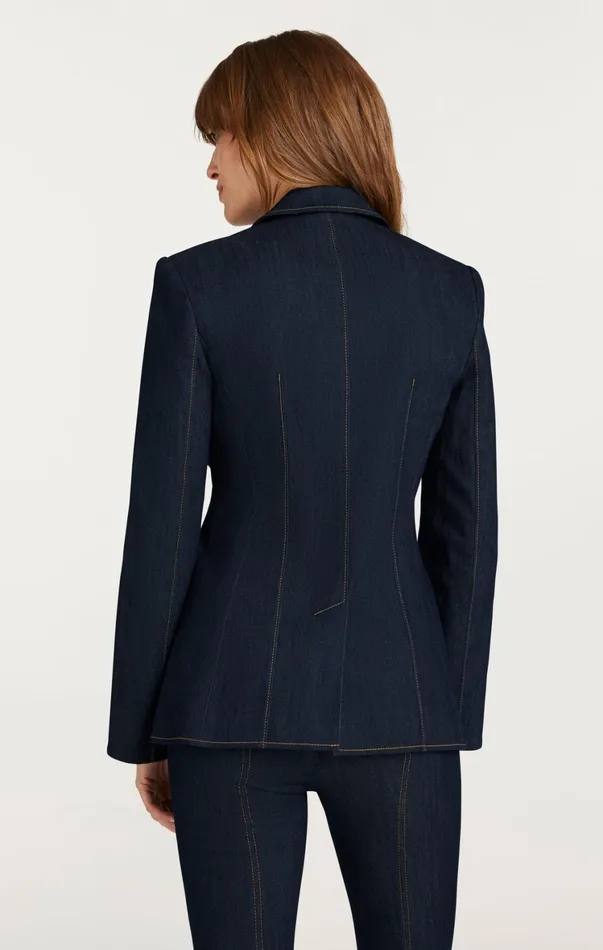 Women Blazers Cinq Sept Crystal Denim Bow Cheyenne Blazer Indigo