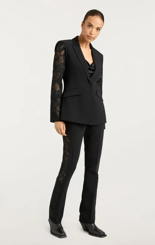 Women Blazers Cinq Sept Cutout Paisley Embellished Cheyenne Blazer Black