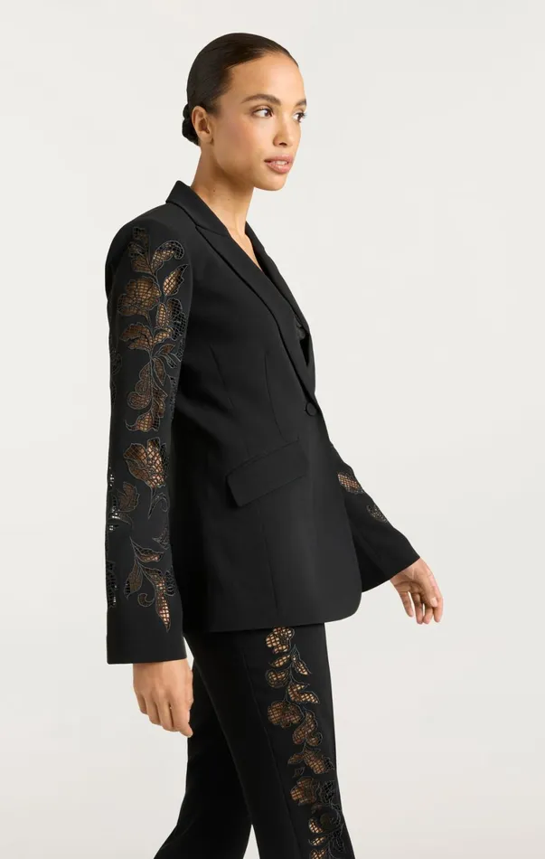 Women Blazers Cinq Sept Cutout Paisley Embellished Cheyenne Blazer Black