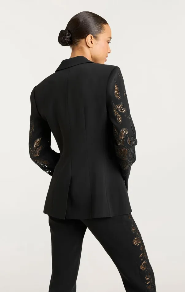 Women Blazers Cinq Sept Cutout Paisley Embellished Cheyenne Blazer Black
