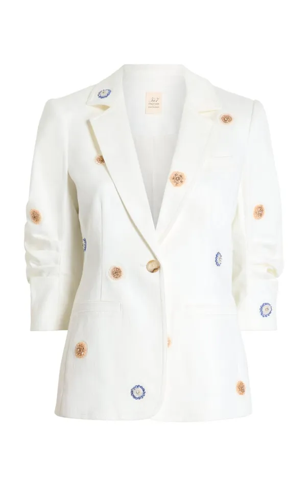 Women Blazers Cinq Sept Ditsy Dots Denim Khloe Blazer White