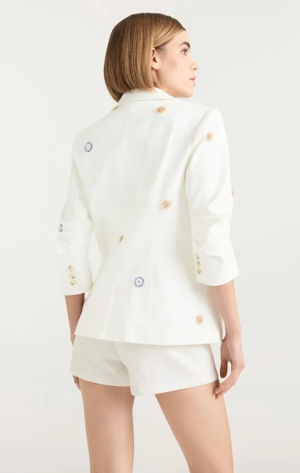 Women Blazers Cinq Sept Ditsy Dots Denim Khloe Blazer White