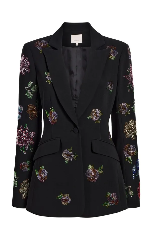 Women Blazers Cinq Sept Heatset Pansy Garden Cheyenne Blazer Blackmulti