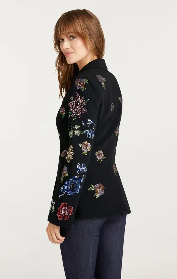 Women Blazers Cinq Sept Heatset Pansy Garden Cheyenne Blazer Blackmulti